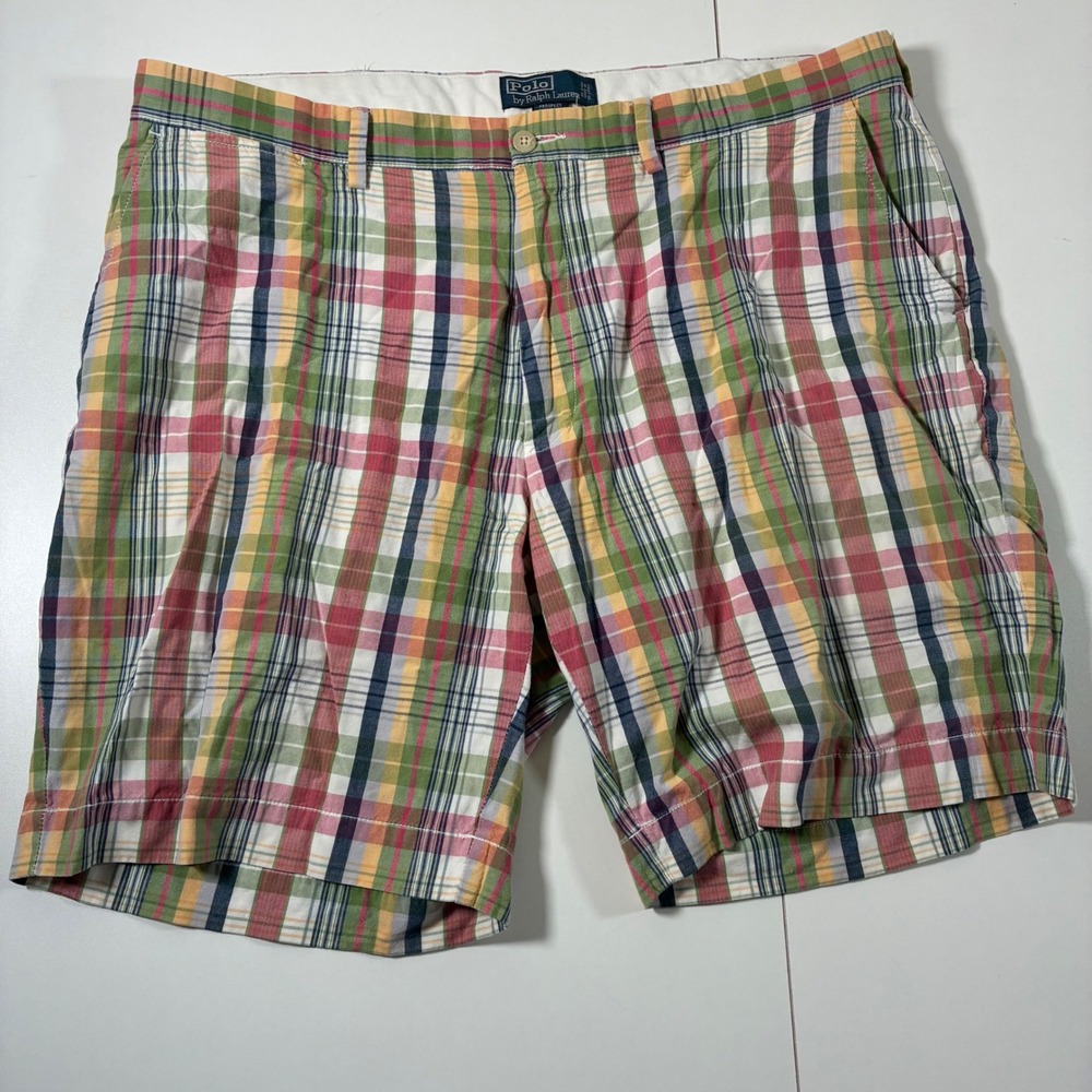 Vintage Polo Ralph Lauren Prospect Shorts 40 9" Multicolor Madras Plaid Classic